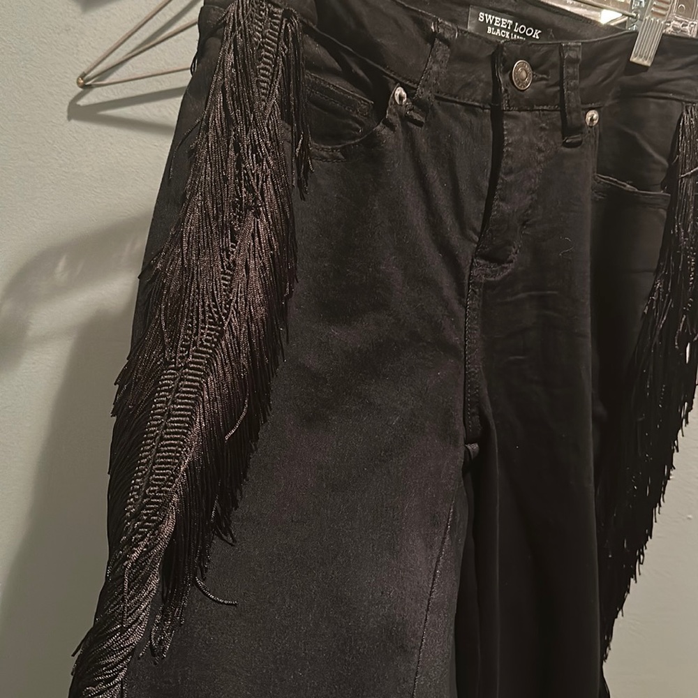 FRINGE SKINNY JEANS